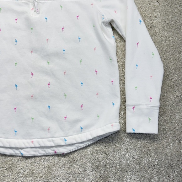 Vineyard Vines Shep Shirt Sweatshirt Womens Medium White Flamingo Print 1/4 Zip - Picture 3 of 16